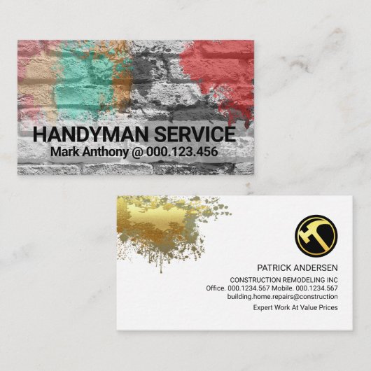 bakstenen muurverf spleet metselwerk visitekaartje (Voorkant / Achterkant)