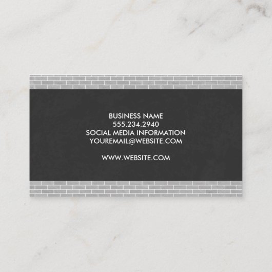 bakstenen wandbekleding | Zwarte textuur Visitekaartje (Achterkant)