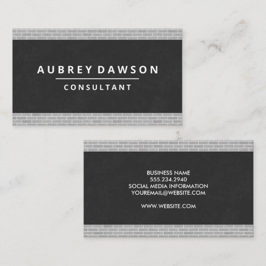 bakstenen wandbekleding | Zwarte textuur Visitekaartje (Voorkant / Achterkant)