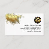 Bakstenen wandhouten paneelbouwer visitekaartje (Achterkant)