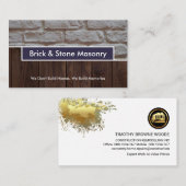 Bakstenen wandhouten paneelbouwer visitekaartje (Voorkant / Achterkant)