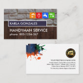 Bakstenen wandhouten paneelbouwer visitekaartje (Voorkant / Achterkant)