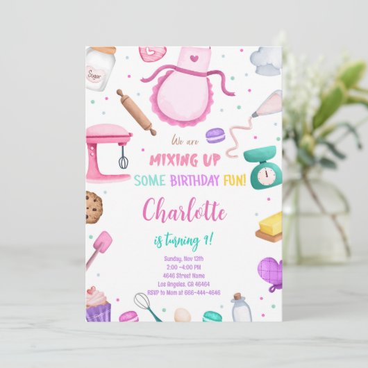 Baktaart uitnodiging (Staand voorkant)