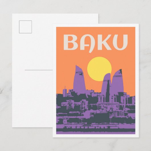 Baku Azerbaijan Art vintage Travel Briefkaart (Voorkant / Achterkant)