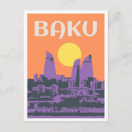 Baku Azerbaijan Art vintage Travel Briefkaart