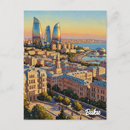 Baku Azerbaijan Travel Briefkaart (Voorkant)