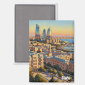 Baku Azerbeidzjan Reizen Magneet (Voorkant / Achterkant)