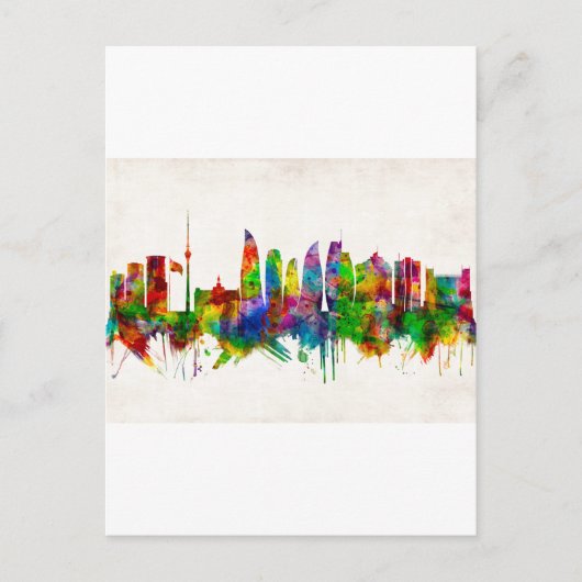 Baku Azerbeidzjan Skyline Feestdagenkaart (Voorkant)