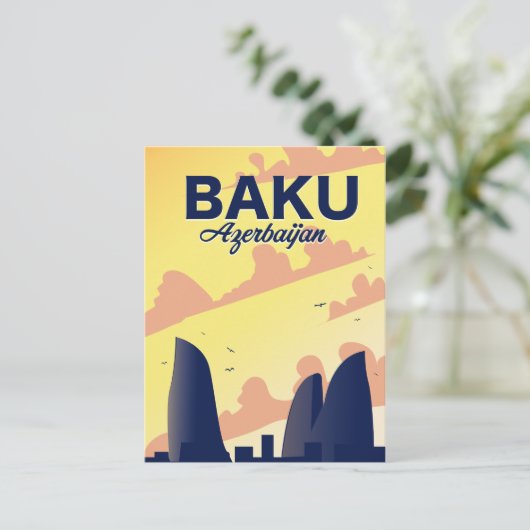 Baku Azerbeidzjan Vacation poster Briefkaart (Staand voorkant)