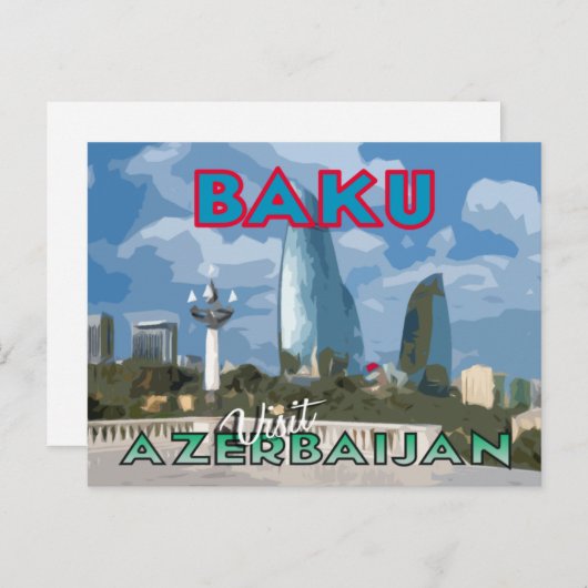 Baku, bezoek Azerbeidzjan Briefkaart (Voorkant / Achterkant)