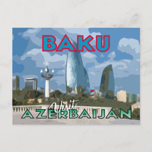 Baku, bezoek Azerbeidzjan Briefkaart (Voorkant)
