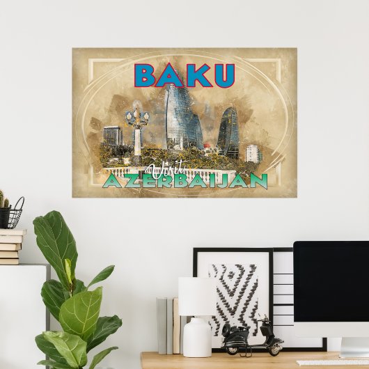 Baku, bezoek Azerbeidzjan Poster (Thuiskantoor)