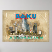 Baku, bezoek Azerbeidzjan Poster (Voorkant)