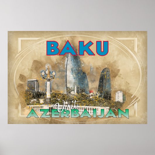 Baku, bezoek Azerbeidzjan Poster (Voorkant)