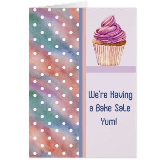 Bakverkoop aankondigingskaart met Cupcake (Voorkant)