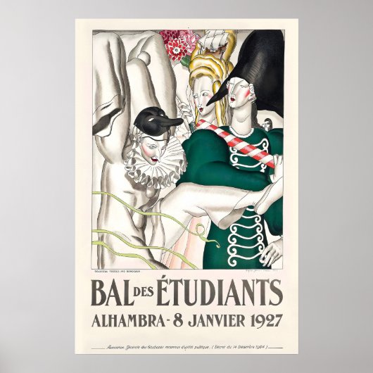 Bal des Etudiants Affiche Mode Art Nouveau Poster (Voorkant)