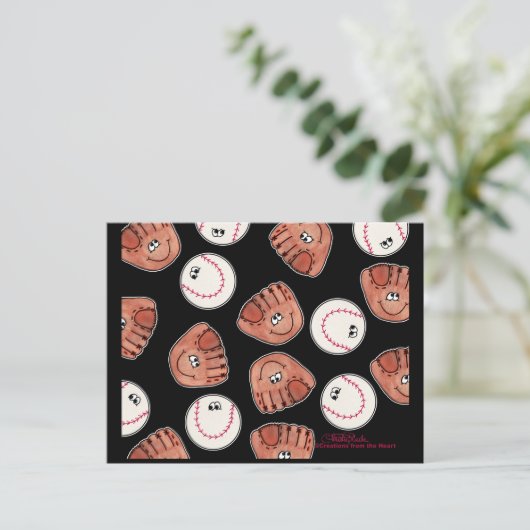 Bal en handschoen collage briefkaart (Staand voorkant)