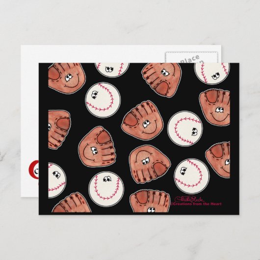 Bal en handschoen collage briefkaart (Voorkant / Achterkant)