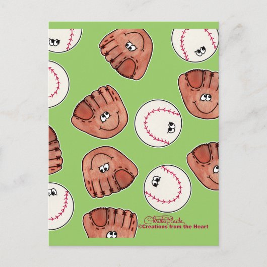 Bal en handschoen collage briefkaart (Voorkant)