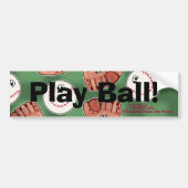 Bal en Handschoen Collage Field Achtergrond Bumpersticker (Voorkant)