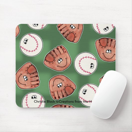 Bal en Handschoen Collage Field Achtergrond Muismat (Met muis)