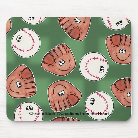 Bal en Handschoen Collage Field Achtergrond Muismat (Voorkant)