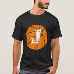 Bal Initiaal Letter J Monogram voor basketbal Spel T-shirt