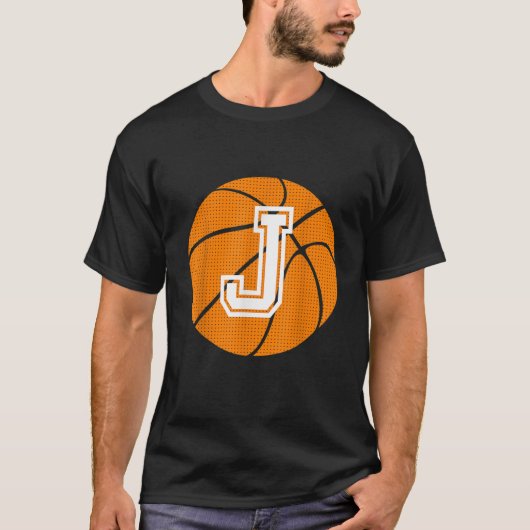 Bal Initiaal Letter J Monogram voor basketbal Spel T-shirt (Voorkant)