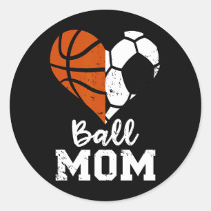bal mam hart leuk voetbal basketbal mam ronde sticker