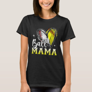 Bal Mama Hart Baseball Softbal Mama Moeder T-shirt