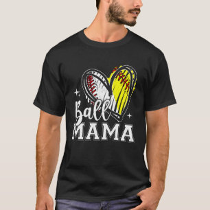 Bal Mama Hart Baseball Softbal Moeder Dag T-shirt