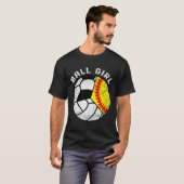 Bal Meisje Softbal Volleybal Voetbal Grappige Drie T-shirt (Voorkant volledig)