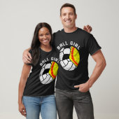 Bal Meisje Softbal Volleybal Voetbal Grappige Drie T-shirt (Unisex)