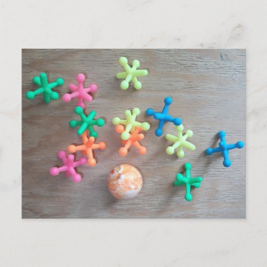 Bal met Kleurrijke Jacks Opgegooid aan boord Briefkaart (Voorkant)