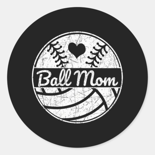 Bal Moeder Halve Honkbal Softbal Halve Volleybal Ronde Sticker (Voorkant)