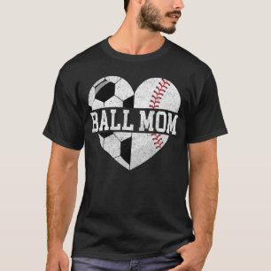 Bal Moeder Hart Grappig Honkbal Voetbal Moeder ret T-shirt
