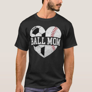 Bal Moeder Hart Grappig Honkbal Voetbal Moeder ret T-shirt