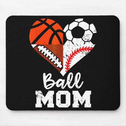 Bal Moeder Hart Grappig Voetbal Basketbal Honkbal Muismat (Voorkant)