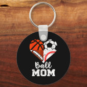 Bal Moeder Hart Grappig Voetbal Basketbal Honkbal Sleutelhanger (Voorkant)