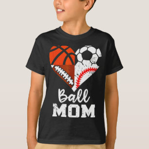 Bal Moeder Hart Grappig Voetbal Basketbal Honkbal  T-shirt