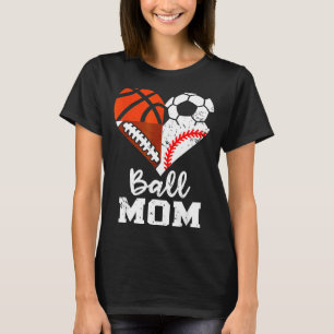 Bal Moeder Hart Grappig Voetbal Basketbal Honkbal  T-shirt