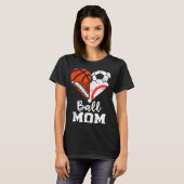 Bal Moeder Hart Grappig Voetbal Basketbal Honkbal T-shirt (Voorkant volledig)