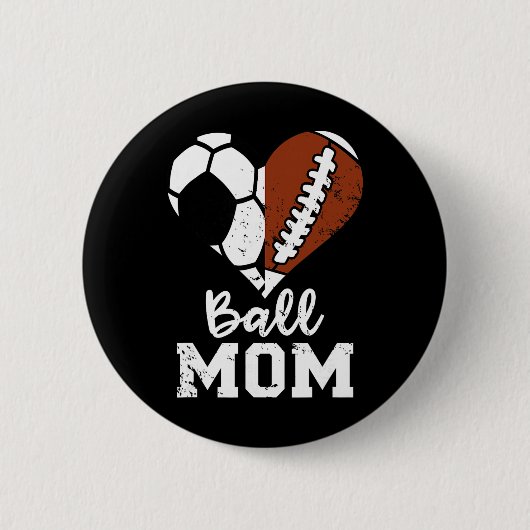 Bal Moeder Hart Grappig Voetbal Voetbal Moeder Ronde Button 5,7 Cm (Voorkant)