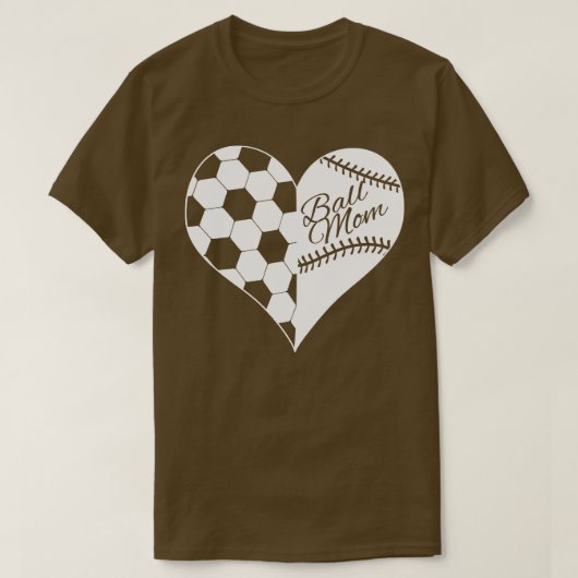 Bal Moeder Honkbal Softbal Hart Wit 1 T-shirt (Design voorkant)