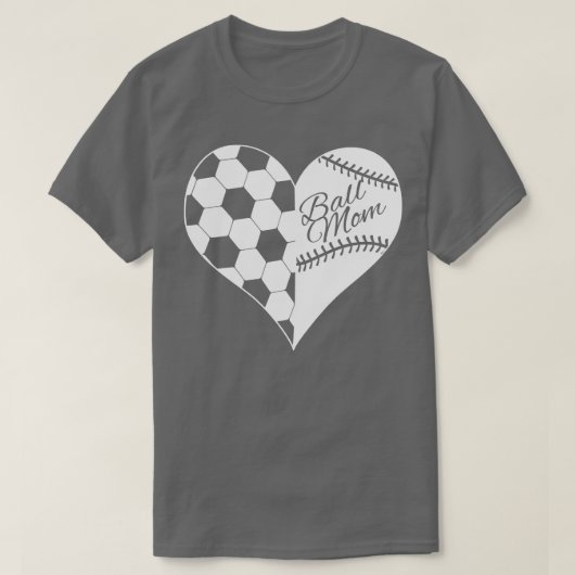 Bal Moeder Honkbal Softbal Hart Wit T-shirt (Design voorkant)