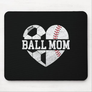 Bal Moeder Shirt Hart Grappig Honkbal Voetbal Moed Muismat