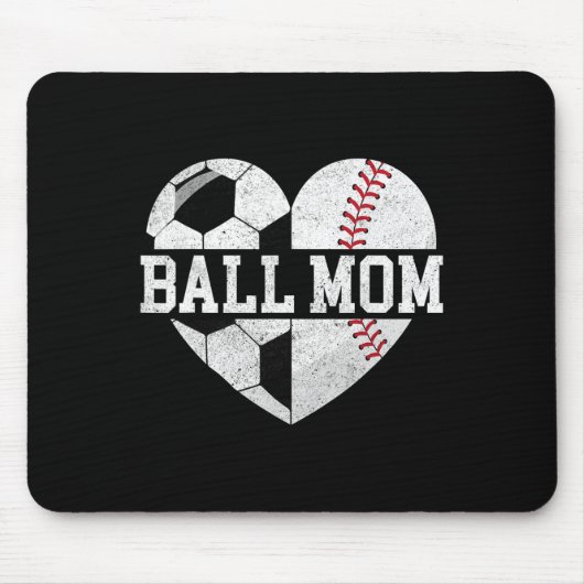 Bal Moeder Shirt Hart Grappig Honkbal Voetbal Moed Muismat (Voorkant)