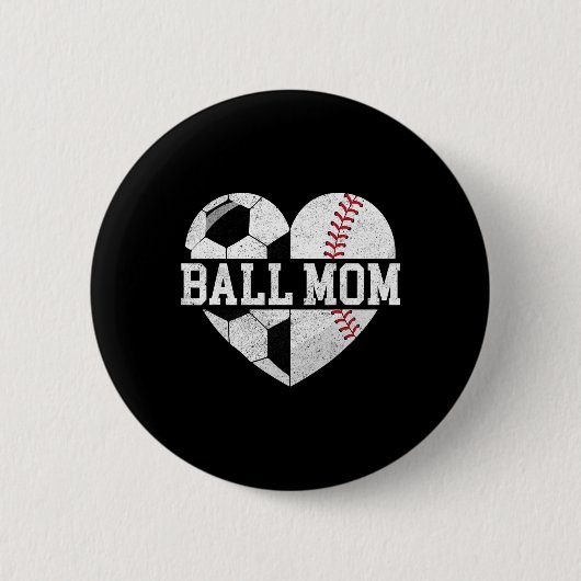 Bal Moeder Shirt Hart Grappig Honkbal Voetbal Moed Ronde Button 5,7 Cm (Voorkant)
