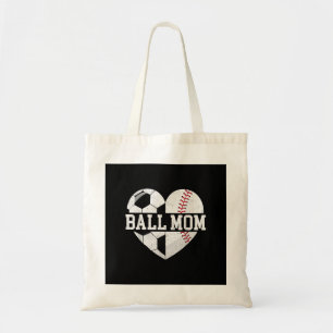 Bal Moeder T-Shirt Hart Grappig Honkbal Voetbal Mo Tote Bag
