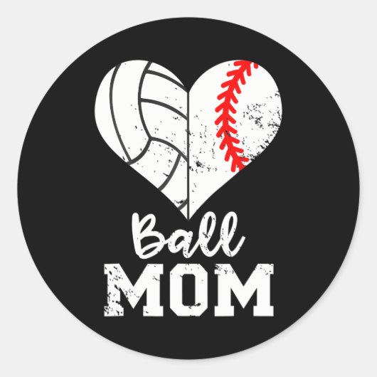 Bal Moeder Volleybal Baseball Speler Bal Hart Ronde Sticker (Voorkant)